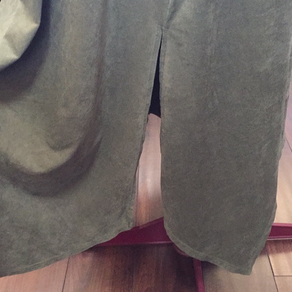 Army Green Suede Tunic Dress - Picture 3 of 6